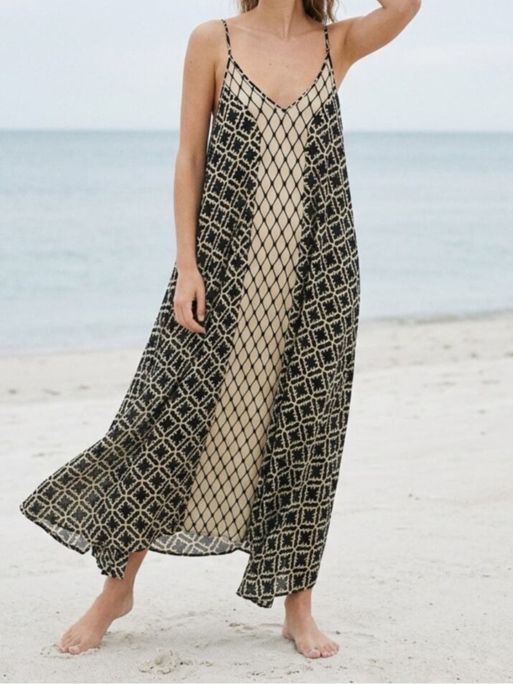Haute Hippie Lightweight Cotton Geo Southwestern Maxi Dress